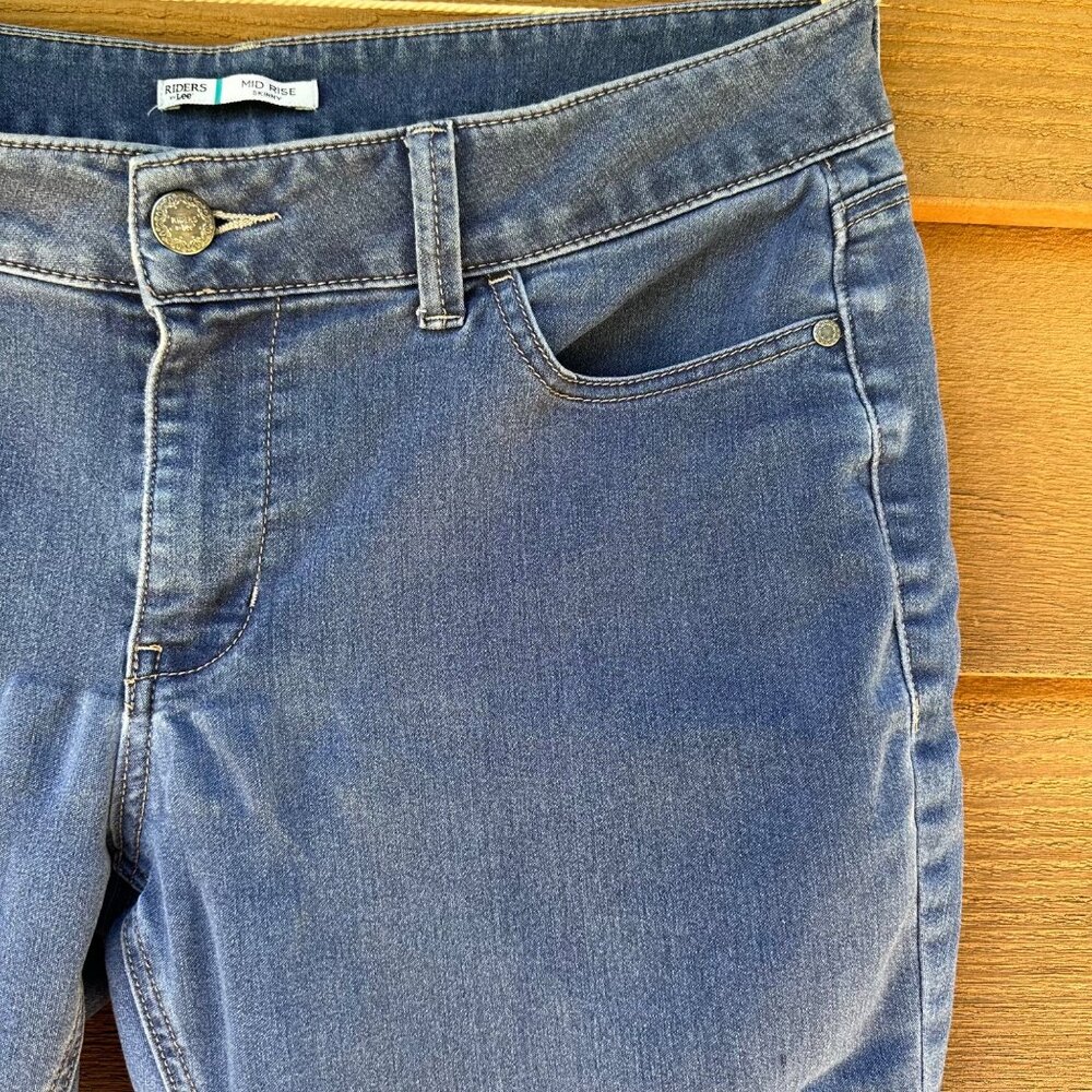 Lee Riders Mid Rise Skinny Stretchy Blue Jegging Jeans Size15 - Picture 7 of 13